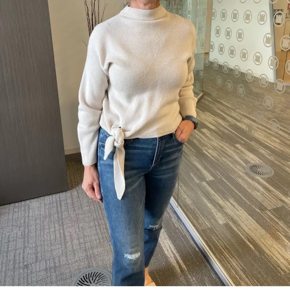 Rebecca Taylor Side Tie Sweater in Cream Sz M - Picture 2 of 8